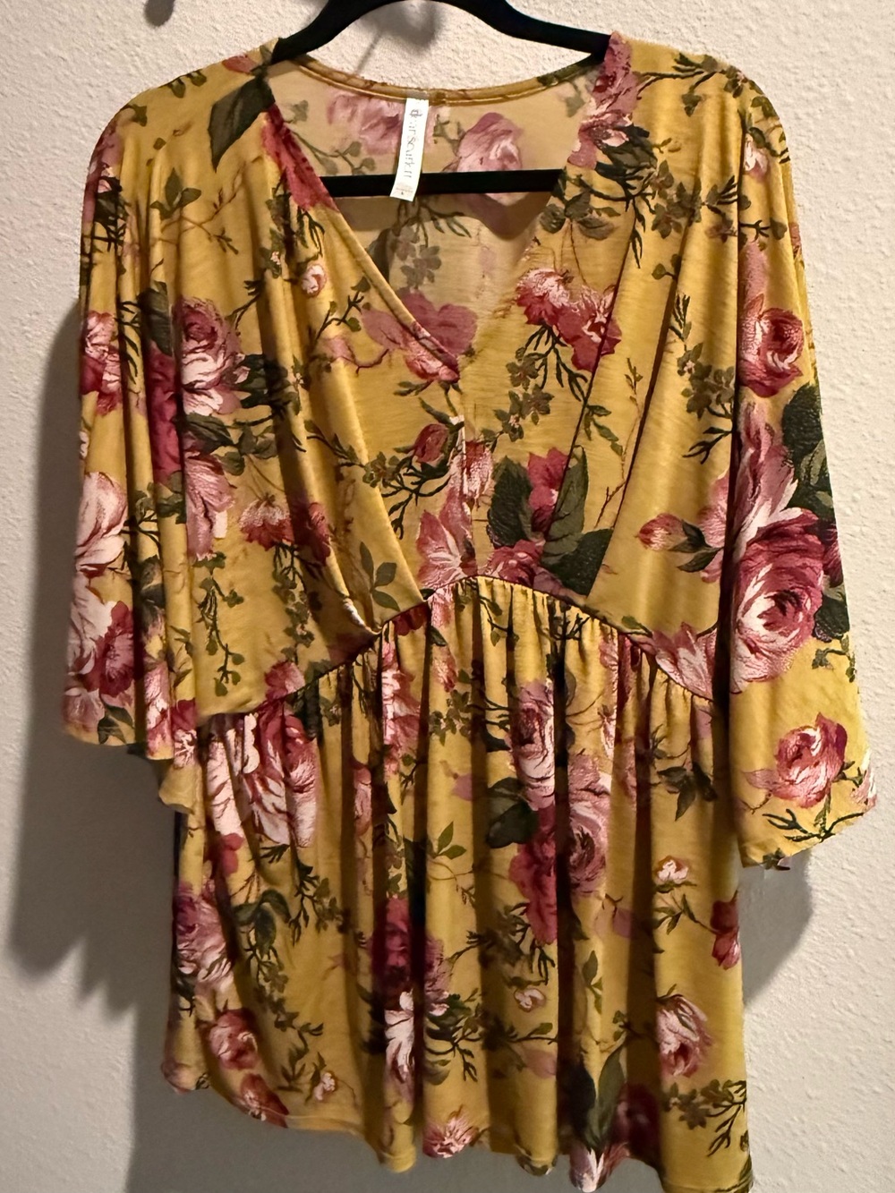 Scarlett Mustard Floral V-Neck Peplum Tunic